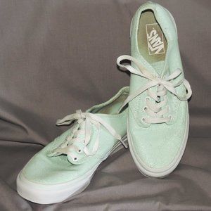 Van's pale green patterned low top sneakers shoes